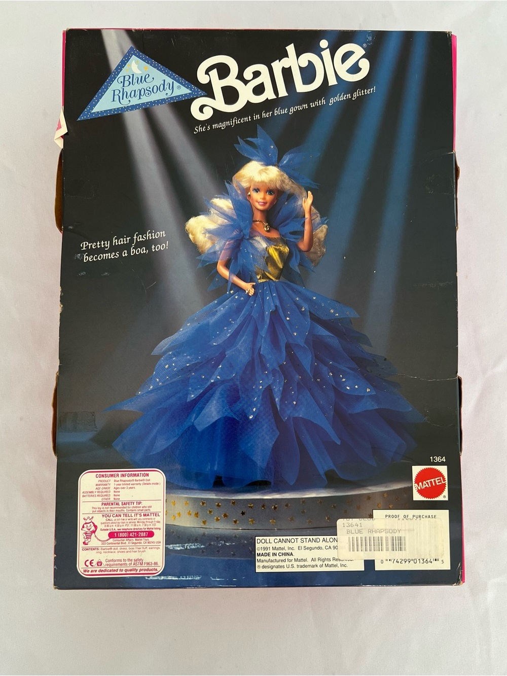 Vintage 1991 Barbie Blue Rhapsody Special Edition - Navy Blue & Gold Gown - Picture 8 of 9